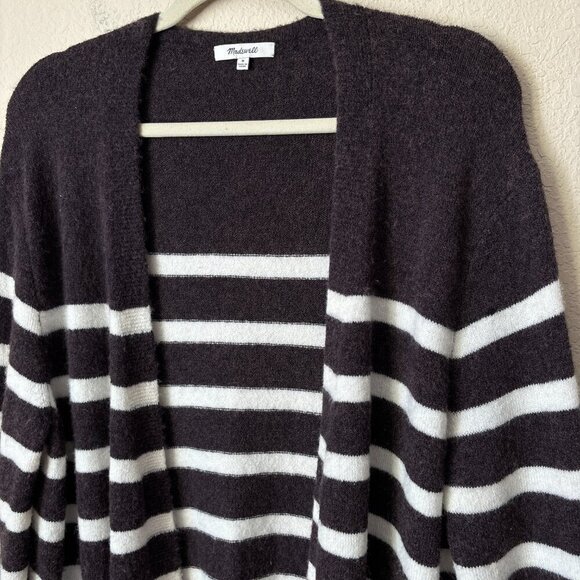 Madewell Alpaca Merino Wool Supersoft Striped Walker Open-Front Cardigan - Picture 3 of 13